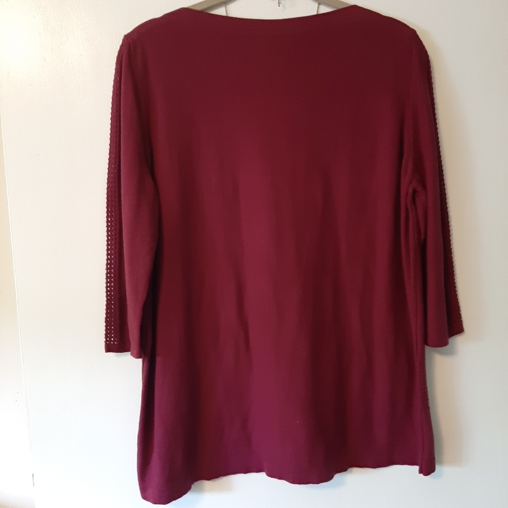 Raspberry colored boatneck sweater - Picture 2 of 5